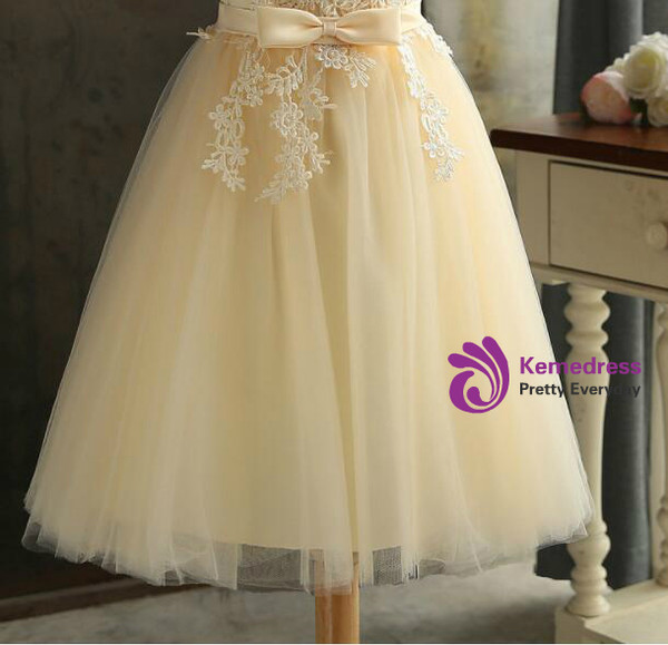 In Stock:Ship in 48 hours Yellow Short Bridesmaid Dress