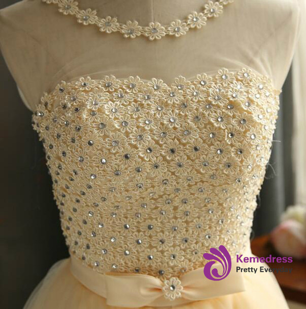 In Stock:Ship in 48 hours Yellow Beading Homecoming Dress