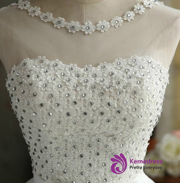 In Stock:Ship in 48 hours White Beading Homecoming Dress