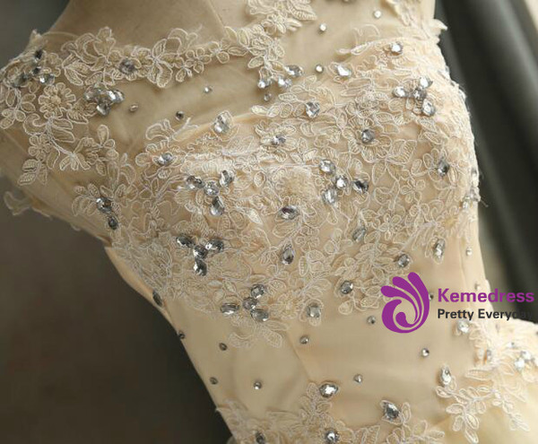 In Stock:Ship in 48 hours Yellow Tulle Appliques Homecoming Dress