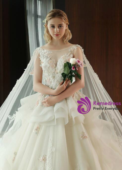 Bride Long Tail Princess Dream Flower Haute Couture Wedding Dresses