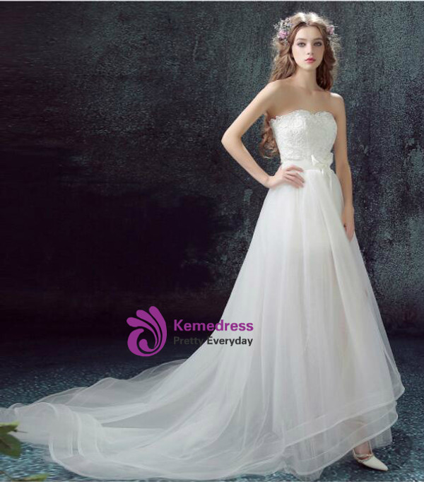 In Stock:Ship in 48 hours Hi Lo Tulle Lace Wedding Dress