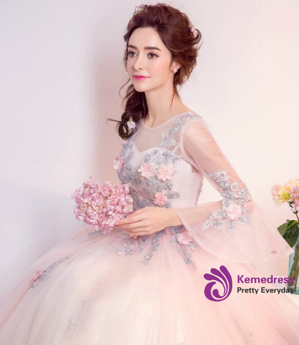 In Stock:Ship in 48 hours Ball Gown Pink Tulle Wedding Dress