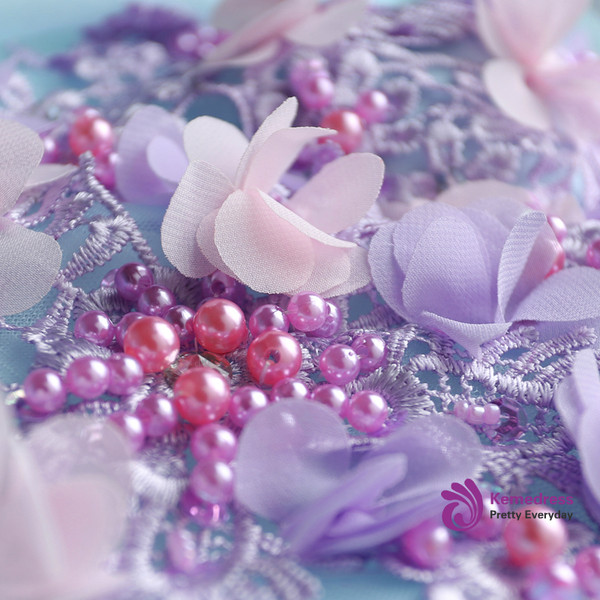 In Stock:Ship in 48 hours Blue V-neck Tulle Appliques Wedding Dress