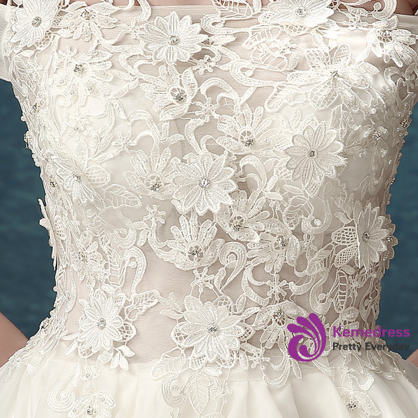 In Stock:Ship in 48 hours Off The Shoulder Lace Wedding Dress