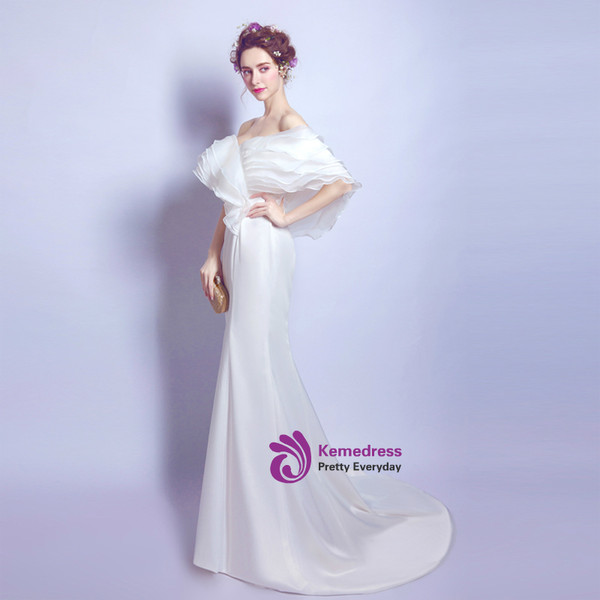 In Stock:Ship in 48 hours Mermaid Off The Shoulder Wedding Dress