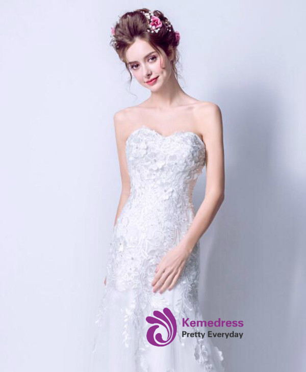 In Stock:Ship in 48 hours Mermaid Sweetheart Appliques Wedding Dress