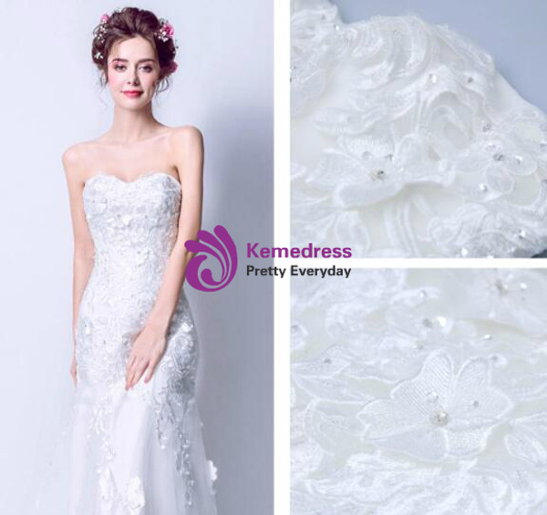 In Stock:Ship in 48 hours Mermaid Sweetheart Appliques Wedding Dress