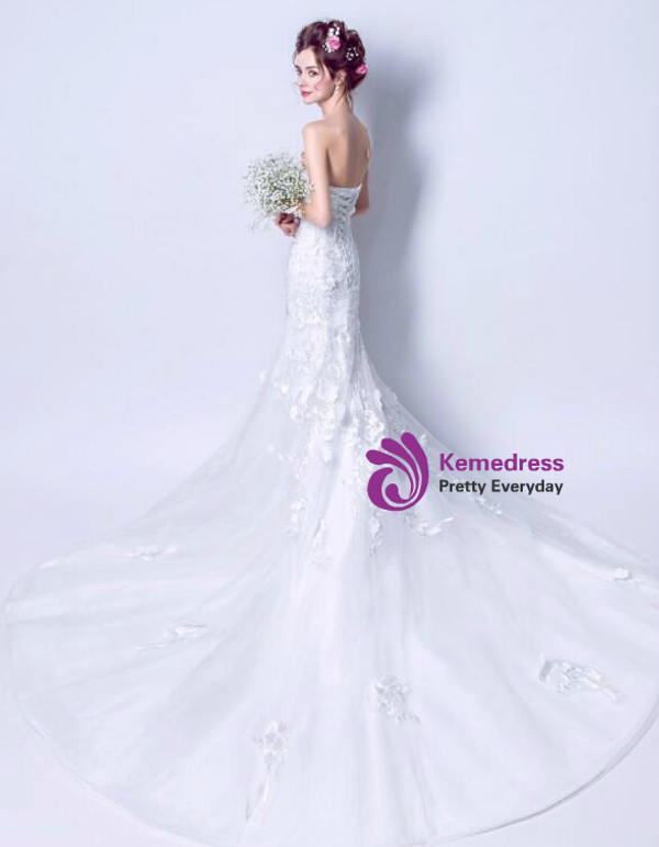 In Stock:Ship in 48 hours Mermaid Sweetheart Appliques Wedding Dress
