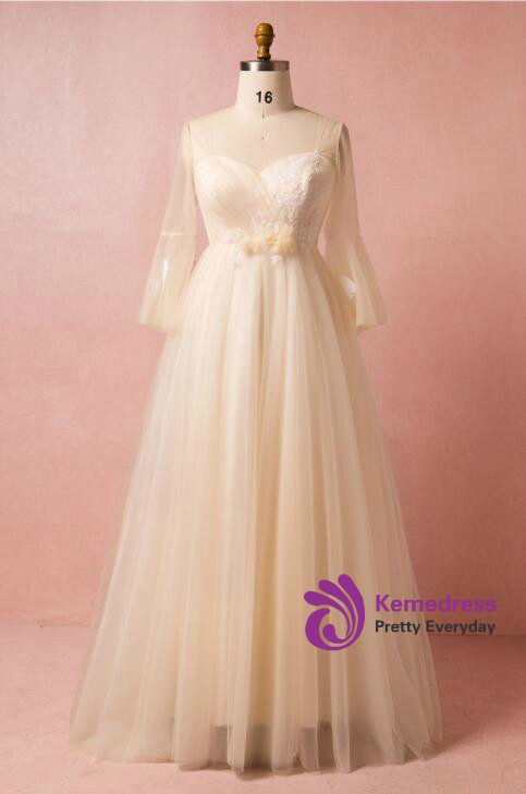 Plus Size Yellow Tulle Appliques Short Sleeve Prom Dress