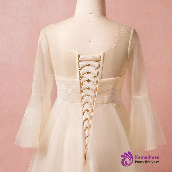 Plus Size Yellow Tulle Appliques Short Sleeve Prom Dress