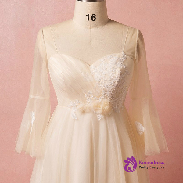 Plus Size Yellow Tulle Appliques Short Sleeve Prom Dress