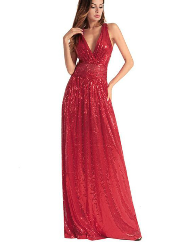 In Stock:Ship in 48 hours Halter Sequins Prom Dress