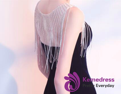 In Stock:Ship in 48 hours Mermaid Blue Velvet Beading Prom Dress