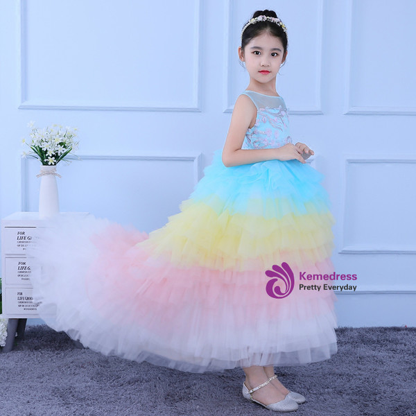 In Stock:Ship in 48 hours Ball Gown Multicolour Tulle Flower Girl Dress