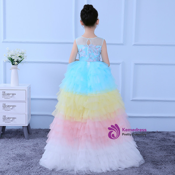 In Stock:Ship in 48 hours Ball Gown Multicolour Tulle Flower Girl Dress