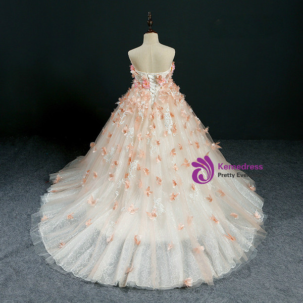 Ball Gown Yellow Tulle Appliques Flower Girl Dress