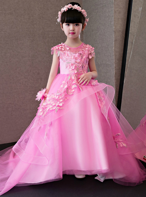 In Stock:Ship in 48 hours Pink Hi Lo Tulle Flower Girl Dress
