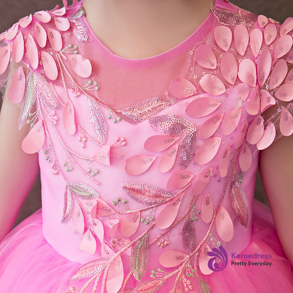 In Stock:Ship in 48 hours Pink Hi Lo Tulle Flower Girl Dress