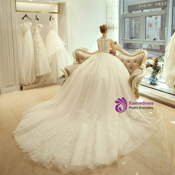 In Stock:Ship in 48 hours Ball Gown White Tulle Wedding Dress