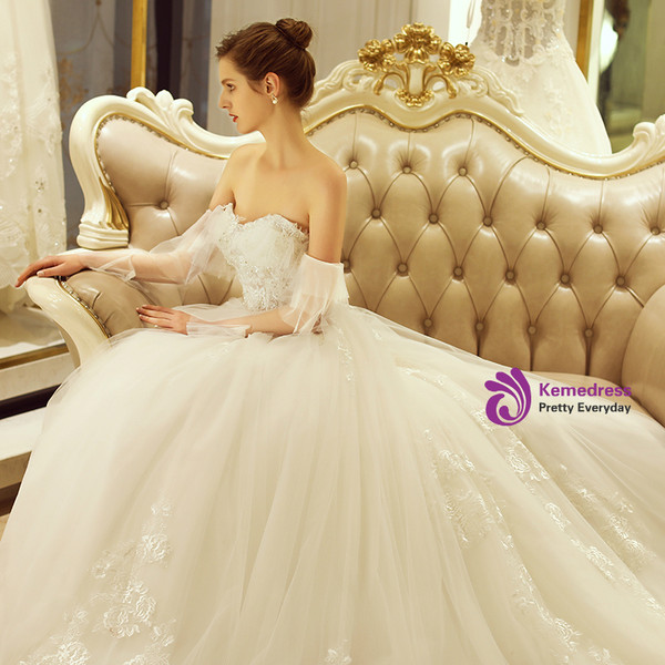 In Stock:Ship in 48 hours Sweetheart Tulle Off The Shoulder Wedding Dress