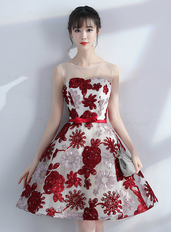 In Stock:Ship in 48 hours Backless Lace With Bow Homecoming Dress