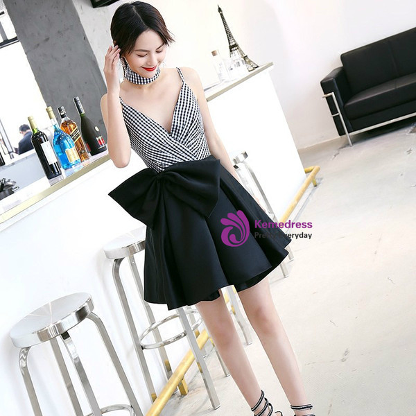 In Stock:Ship in 48 hours Spaghetti Straps With Bow Homecoming Dress