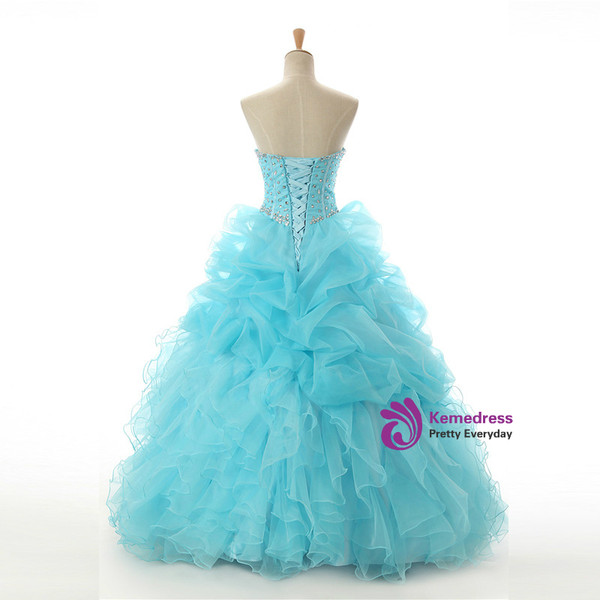 Light Blue Ball Gown Floor Length Sweetheart Quinceanera Dresses
