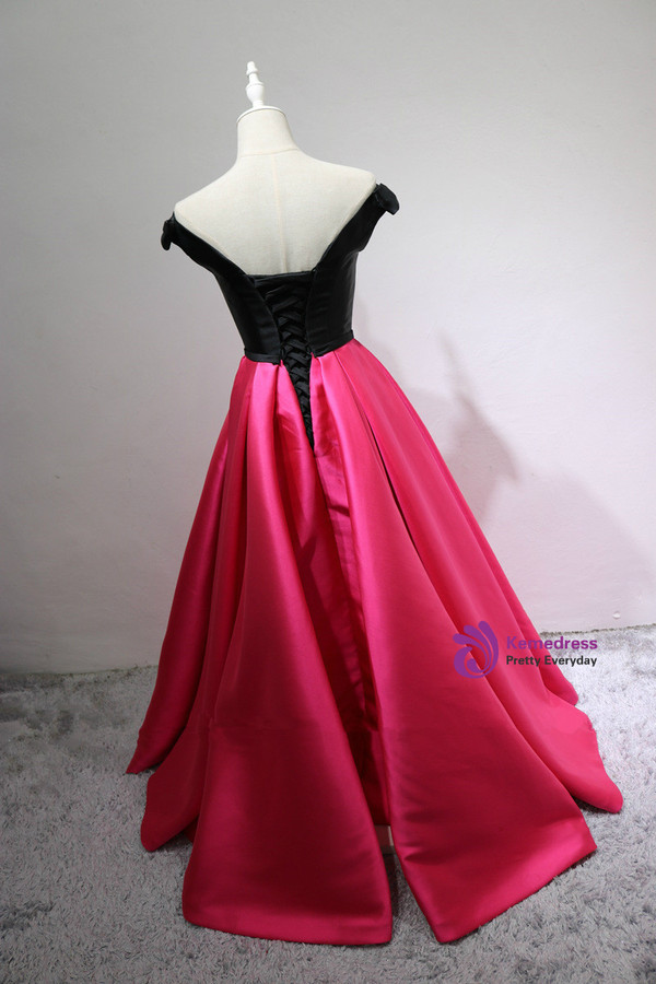 Off The Shoulder V-neck Backless Satin Prom Dress