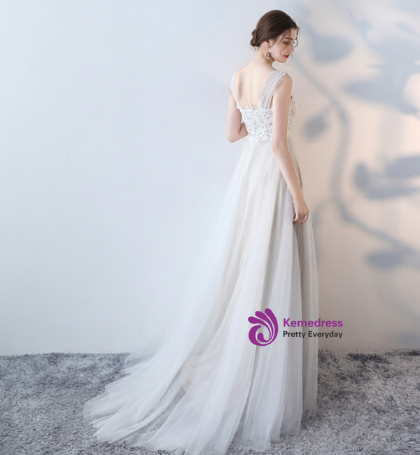 In Stock:Ship in 48 hours Overnight Shipping Simple Tulle Lace Wedding Dress
