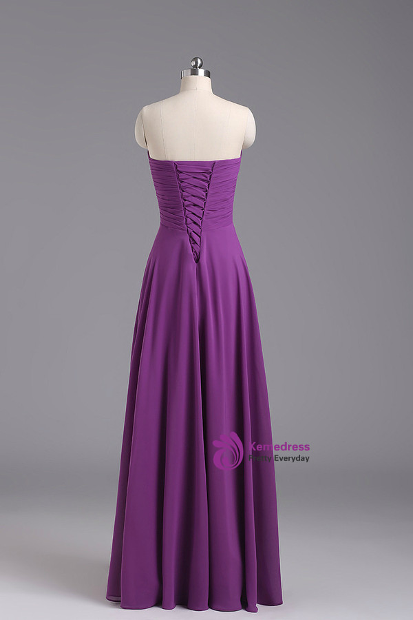 Purple Sweetheart Chiffon Floor Length Bridesmaid Dress