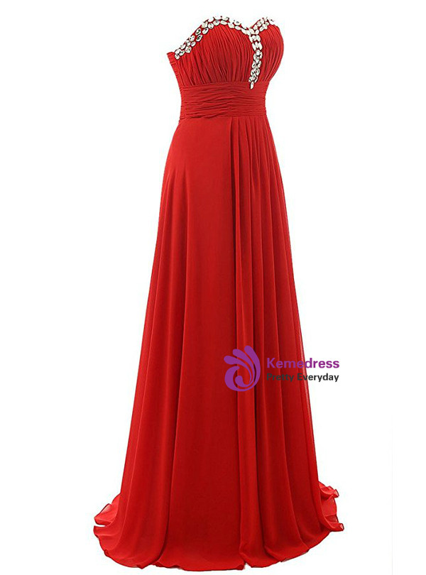 A-Line Sweetheart Neck Chiffon Floor Length Bridesmaid Dress