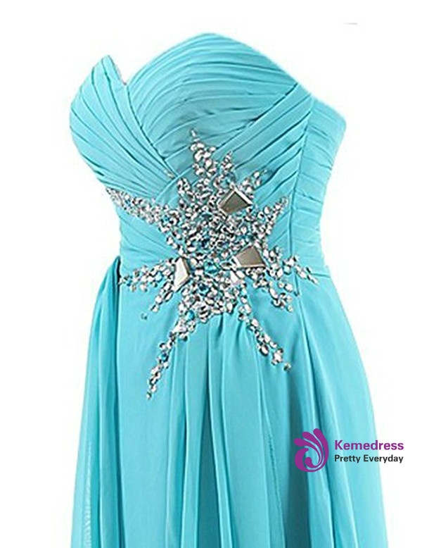 A-Line Sweetheart Chiffon Pleats Beading Bridesmaid Dress
