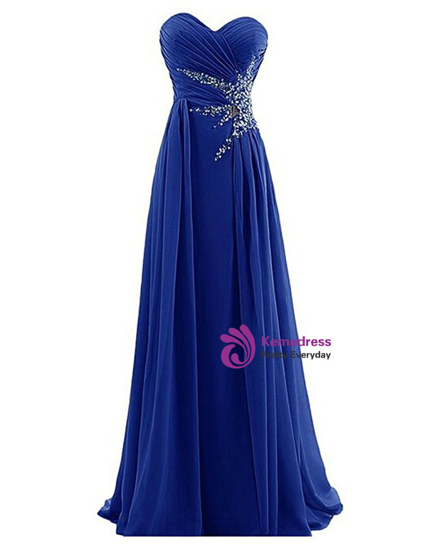A-Line Sweetheart Chiffon Pleats Beading Bridesmaid Dress