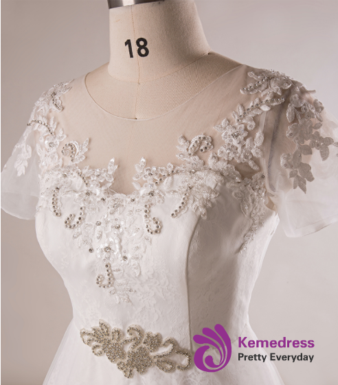 Plus Size White Tulle Backless Floor Length Wedding Dress