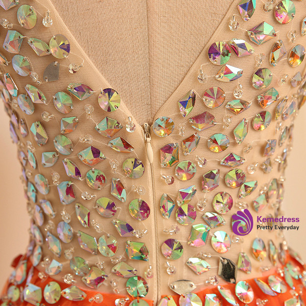 In Stock:Ship in 48 hours Ready To Ship Orange Mini Prom Dress