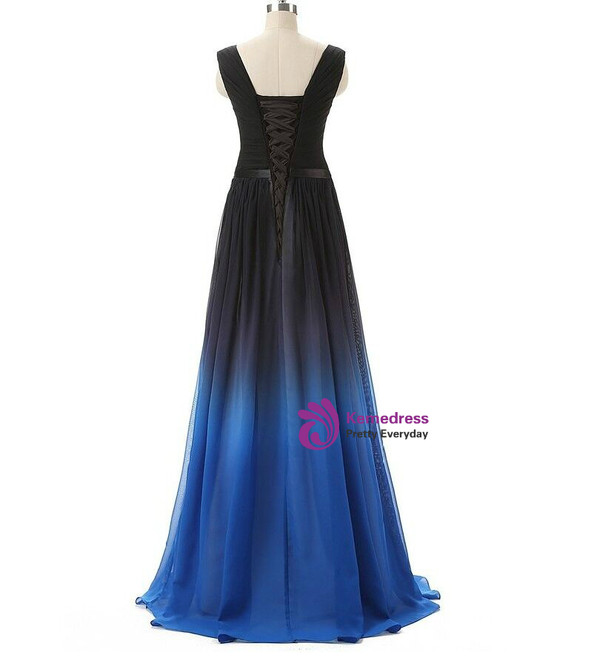 A-Line Long Floor Length Chiffon V-neck Pleats Bridesmaid Dress