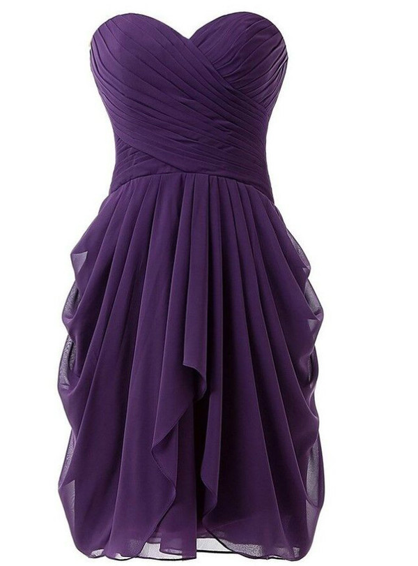 Short  Knee Length Sweetheart Chiffon Pleats Bridesmaid Dress