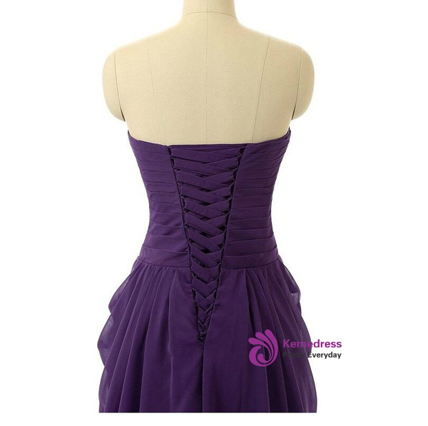 Short  Knee Length Sweetheart Chiffon Pleats Bridesmaid Dress