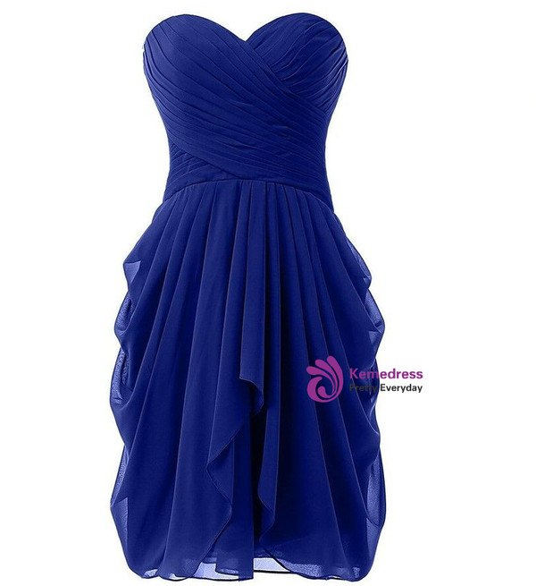 Short  Knee Length Sweetheart Chiffon Pleats Bridesmaid Dress