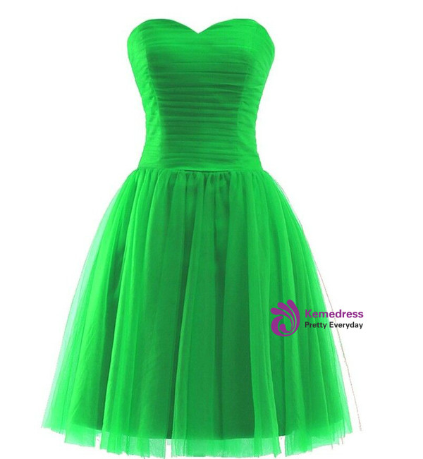 Short Tulle Sweetheart Knee Length Bridesmaid Dress