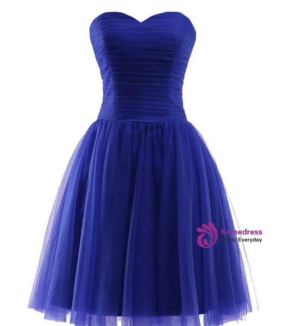 Short Tulle Sweetheart Knee Length Bridesmaid Dress