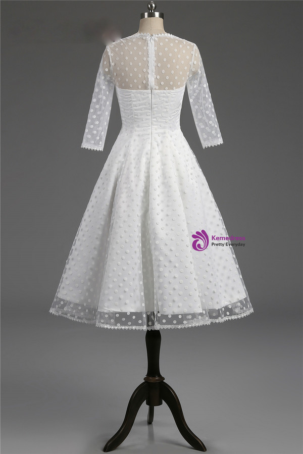 Short Half Sleeve Knee Length Little White Dresses