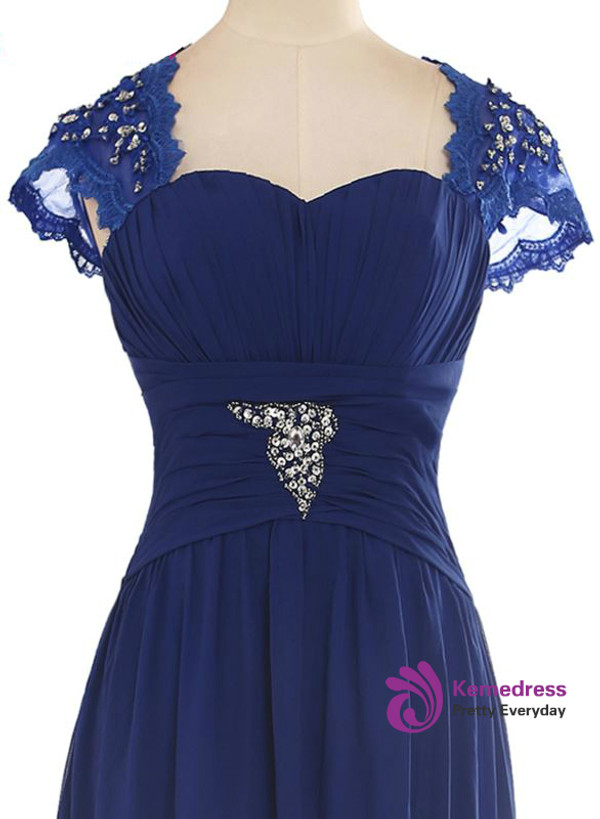 A-Line Floor Length Chiffon Blue Mother of the Bride Dresses