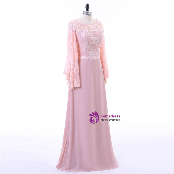 A-line Chiffon Lace Pink Mother Of The Bride Dresses