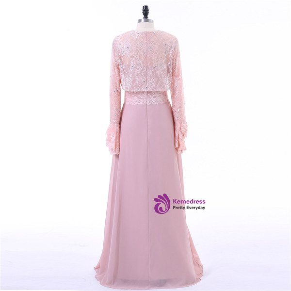 A-line Chiffon Lace Pink Mother Of The Bride Dresses