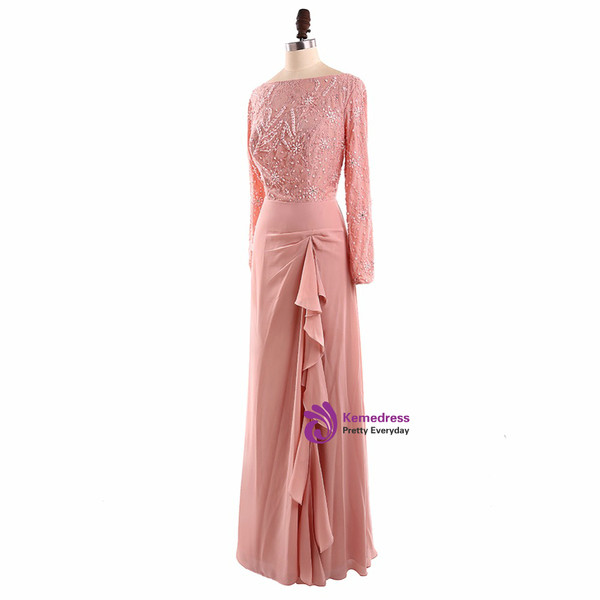 Full Sleeves Zipper Back Beading Mother of the Bride Dresses