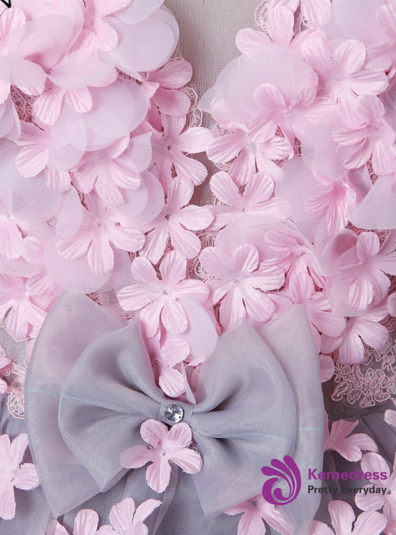 O-Neck Sleeveless Ball Gown Handmade Flowers Wedding Dresses