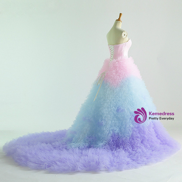 Colorful Tulle Sweetheart Tulle Princess Wedding Dress