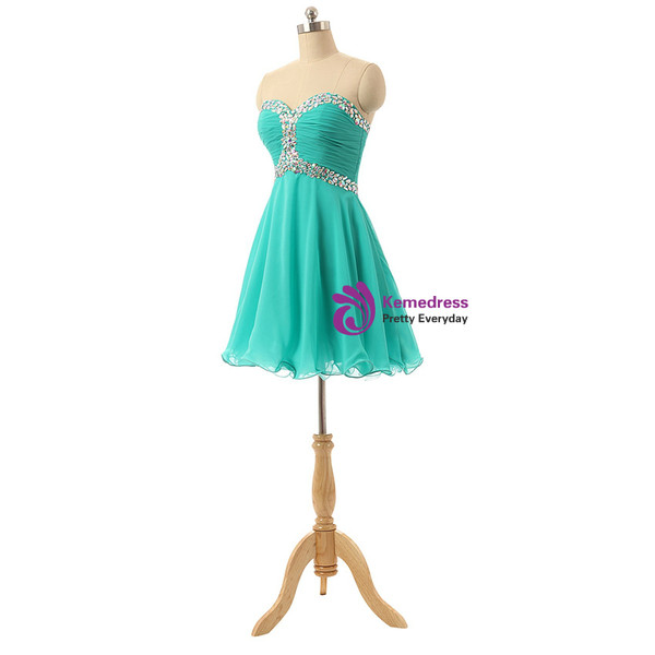Short Sweetheart Mint Tulle Crystals Homecoming Dresses
